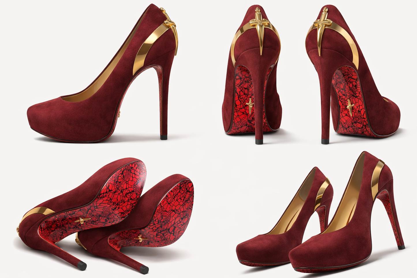 THE 3 VELVET TRINITY: CROSS SCEPTER IN RED, GOLD & SILVER — *ONLY 2 REMAIN*