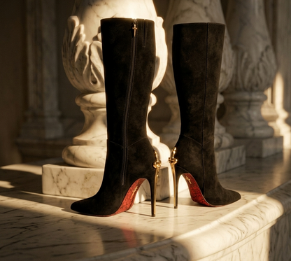 NOIR DAGGER KNEE HIGH BOOTS IN GOLDEN & SILVER - *ONLY 4 REMAIN*