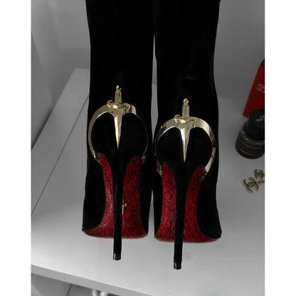 NOIR DAGGER KNEE HIGH BOOTS IN GOLDEN & SILVER - *ONLY 4 REMAIN*