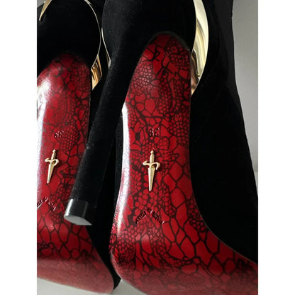 NOIR DAGGER KNEE HIGH BOOTS IN GOLDEN & SILVER - *ONLY 4 REMAIN*