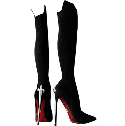 NOIR DAGGER KNEE HIGH BOOTS IN GOLDEN & SILVER - *ONLY 4 REMAIN*